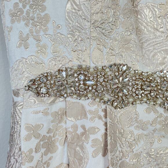 CACHET NY Ball Gown Dress Size 12 Brocade Gold Cream Princess New NWT High Low - Picture 6 of 9